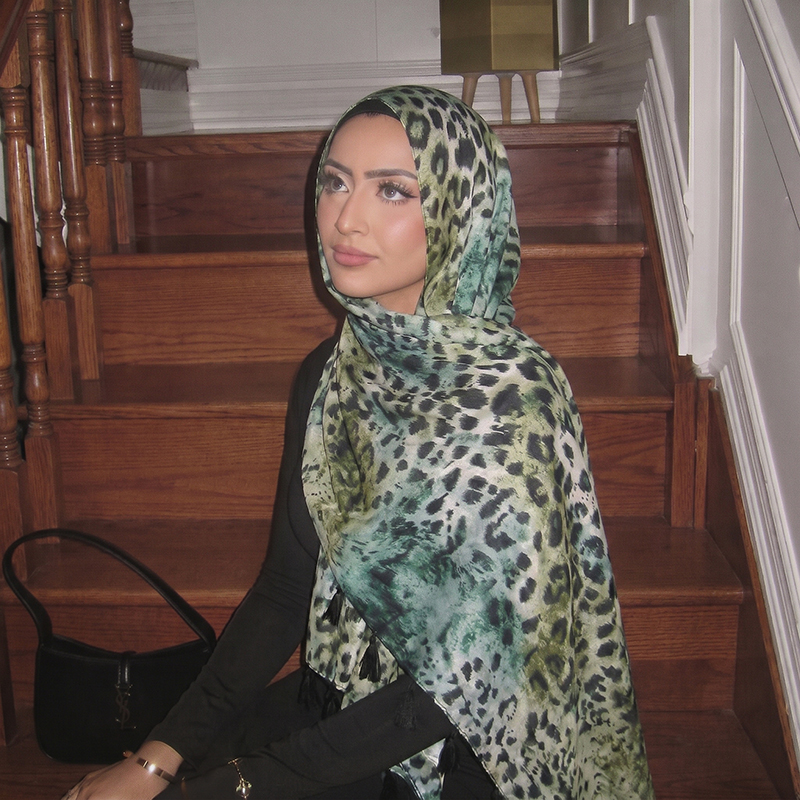 Travel Accessories Usa - Fashion Leopard Print Tassel Hijab Soft