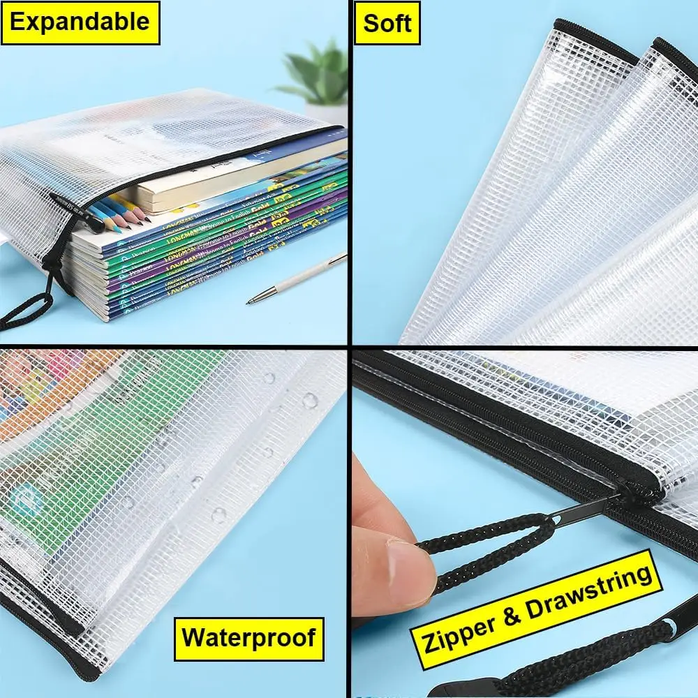 Reusable Zip Bag - 3/5PCS Stationery Storage Bag Folder File
