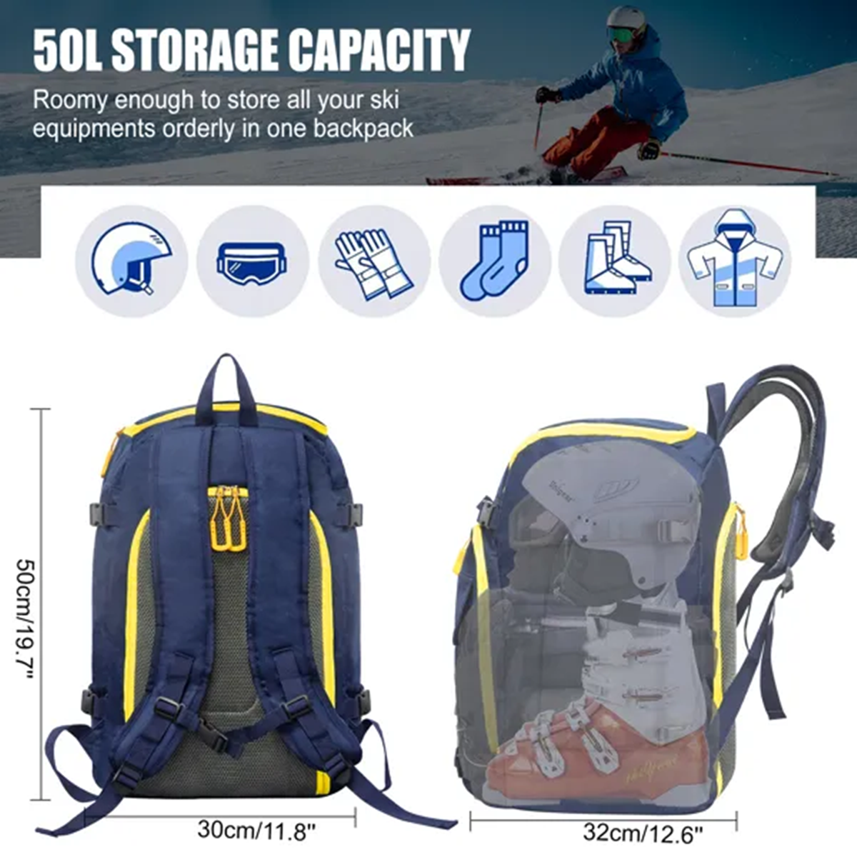 50L Blue Travel Ski Backpack f - Travel Accessories In Amazon avis et prix