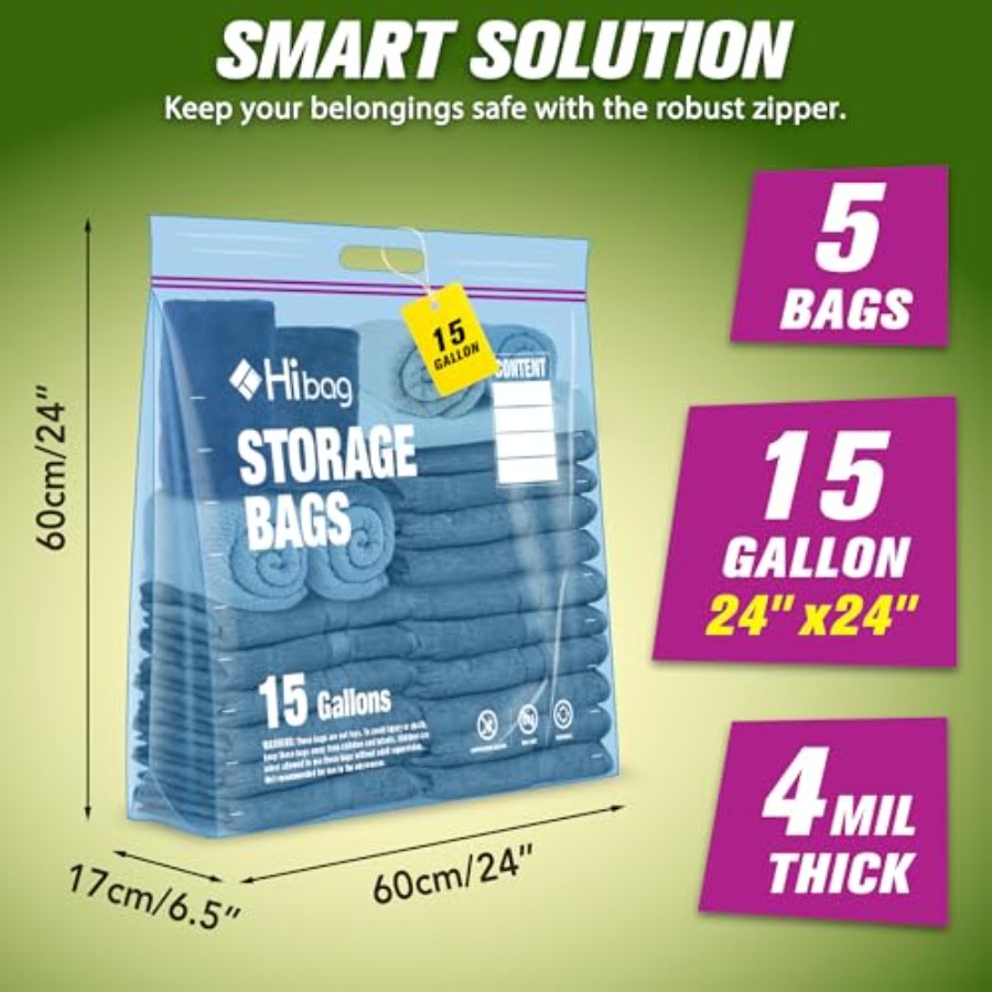 15 Gallon Large Storage Bags,  - Reusable Zip Bag avis et prix
